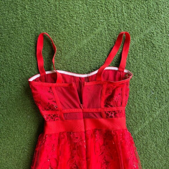 Red Lace Maxi Dress - Picture 5 of 5